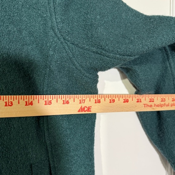 Tahari Moto Sweater Jacket Boiled Wool Green Size Large Textured Pockets - Picture 7 of 11